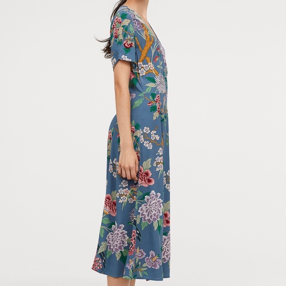 GP & J BAKER x H&M blue patterned midi dress - Picture 3 of 5